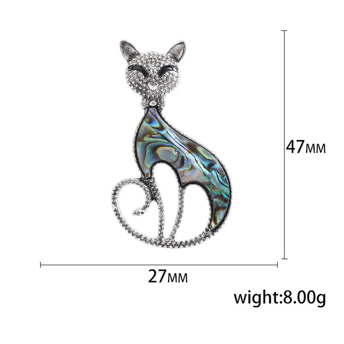 Abalone Shell Cat Brooch Pin Men Womens Accessory For Office Or Casual Wear