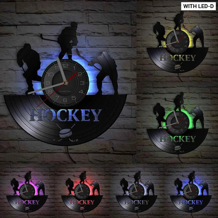 Usa Flag Hockey Vinyl Record Wall Clock