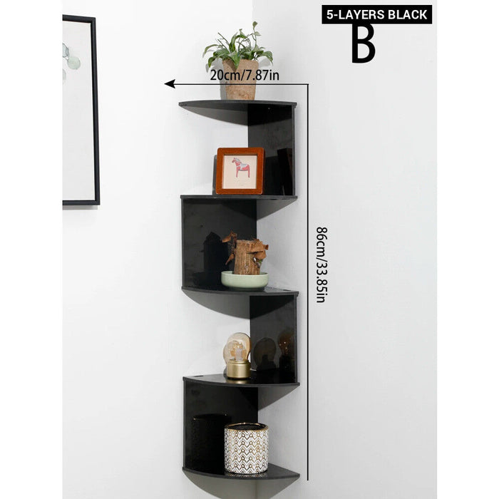 5 Tier Wooden Corner Shelf For Home Organization