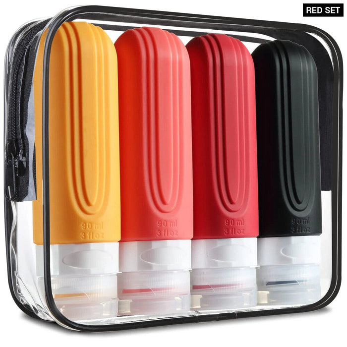 4pc Silicone Travel Bottles Set Leakproof Refillable