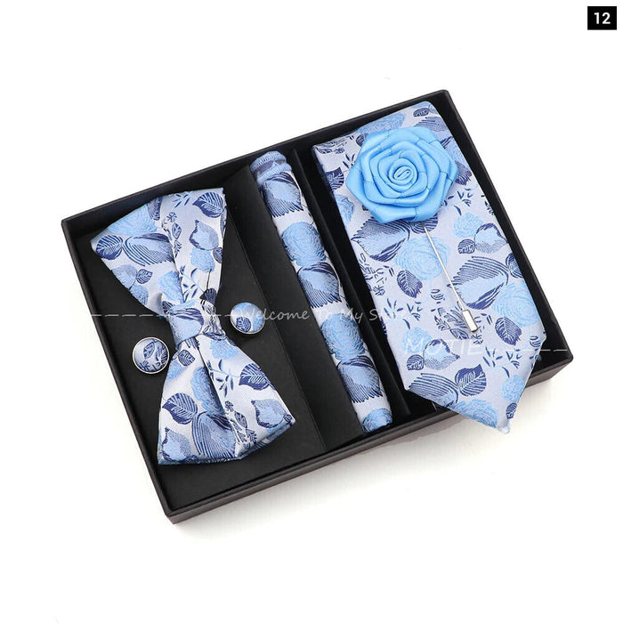 Floral Tie Set Novelty Design With Box For Parties And Business