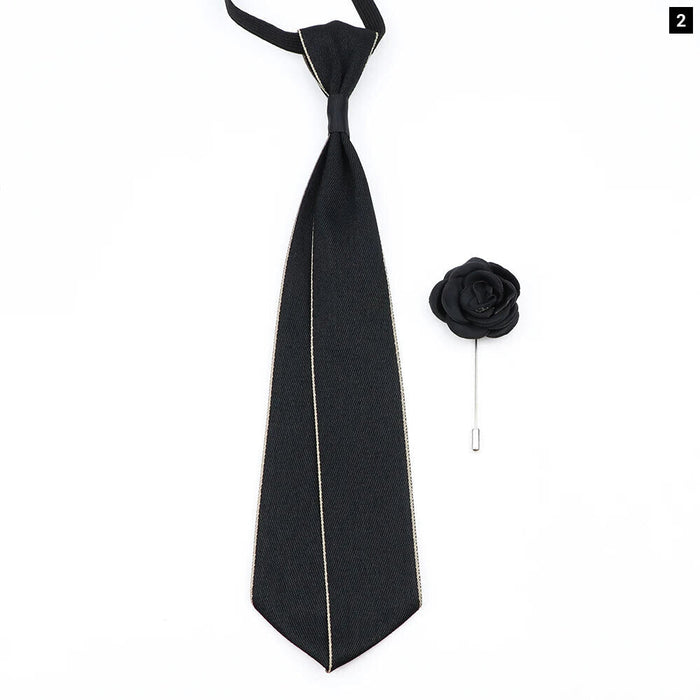 Handmade Ties And Flower Brooch Set And Elegant For Weddings And Business