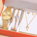 5pcs Women’s Fashion Simple Gold Steel Band Quartz Watch