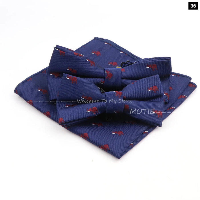 Cartoon Insect Bowtie Set Red Floral Brooches For Men