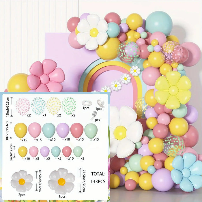 133Pcs Daisy Balloon Arch Kit For Decorations Such As Engagement Birthday Parties Anniversaries And Seasonal Celebrations