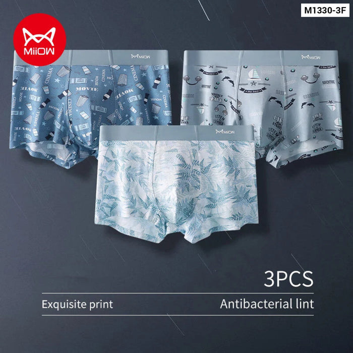 Pack Of 3 Fashion Print Mens Boxer Briefs