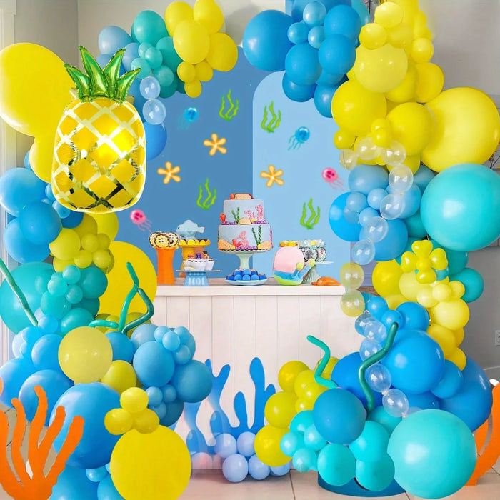 137Pcs Tropical Sea Theme Balloon Garland Arch Set For Birthday Party Indoor Background Wall Activities Celebration Party