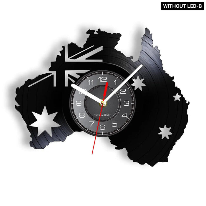 Kangaroo Vinyl Record Clock Australia Map Decor