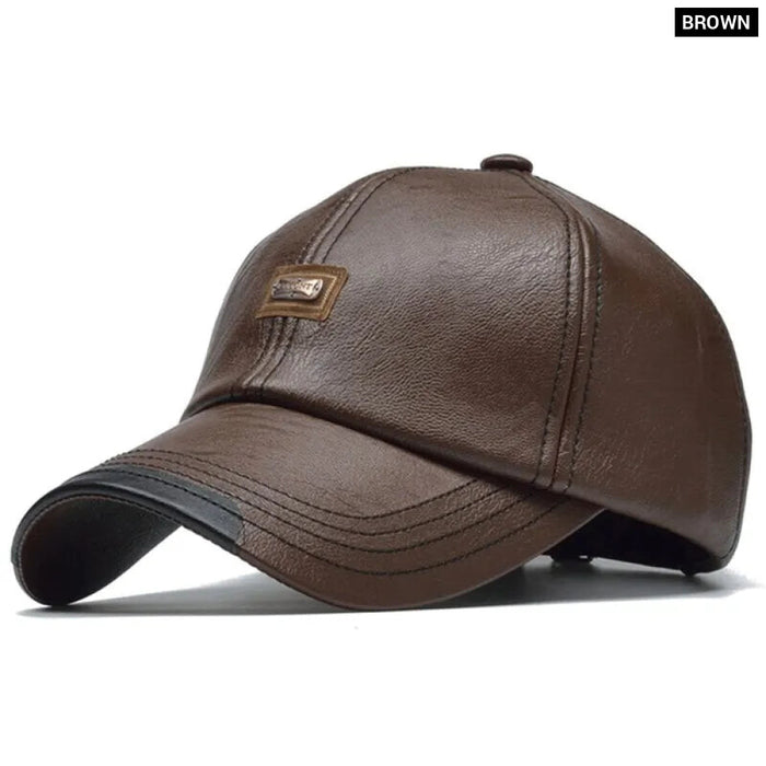 Adjustable Pu Leather Baseball Cap / Hat For Outdoor Wear