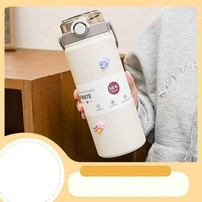 1000Ml Stainless Steel Cold Water Bottle With Lid And Straw