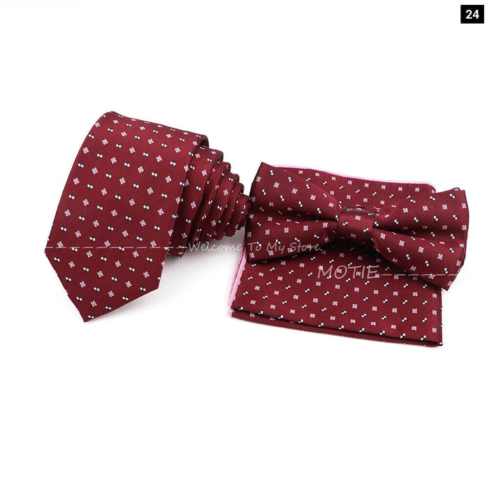 Top Quality 6Cm Bowtie Set Red Pink For Weddings And Parties