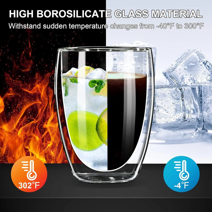 350Ml/450Ml Double Glass Cup With Lid