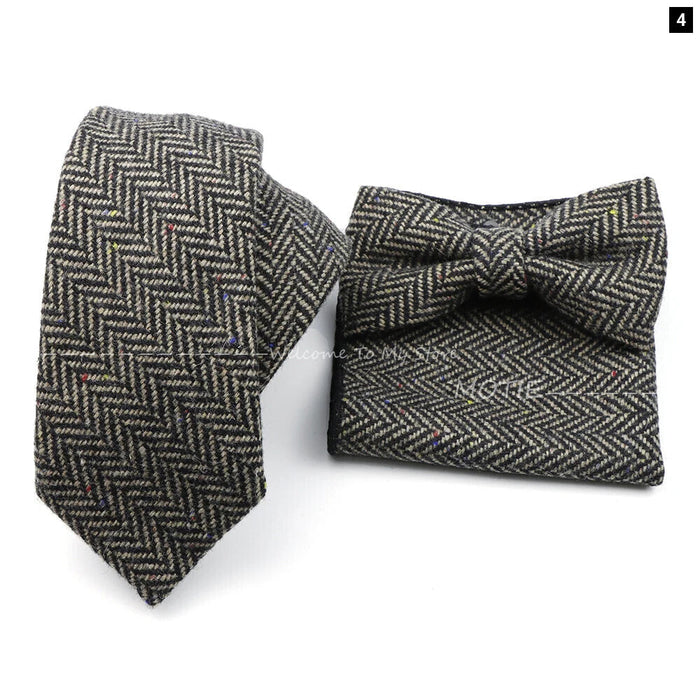 Mens Plaid Wool Tie Set For Business Weddings And Gifts