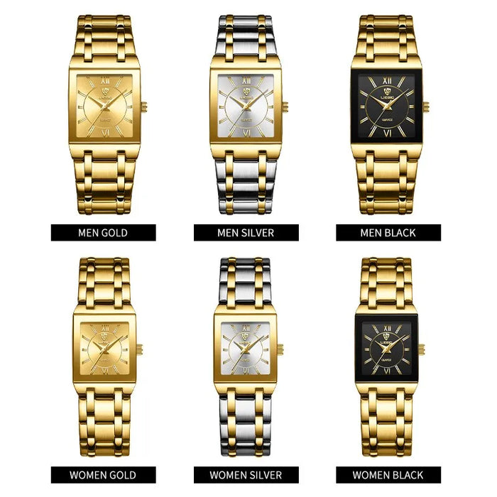 Golden Quartz Wristwatches For Female Male Fashion 30m