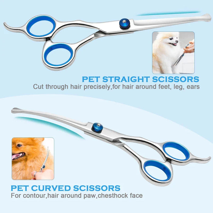 6 In 1 Stainless Steel Dog Grooming Scissors Kit Safe Sharp