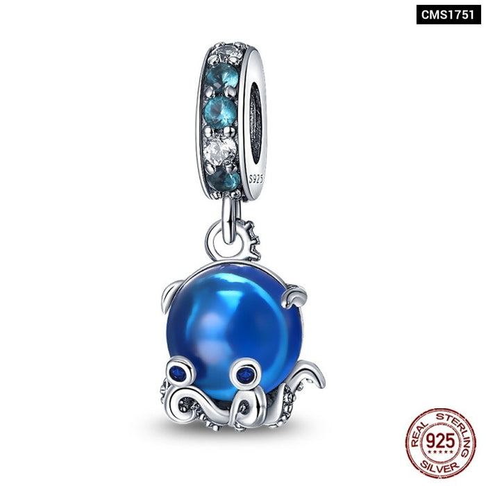 925 Sterling Silver Ocean Series Turtle Crab Mermaid Charms Beads Fit Original Pandora Bracelets Bangles Jewelrys