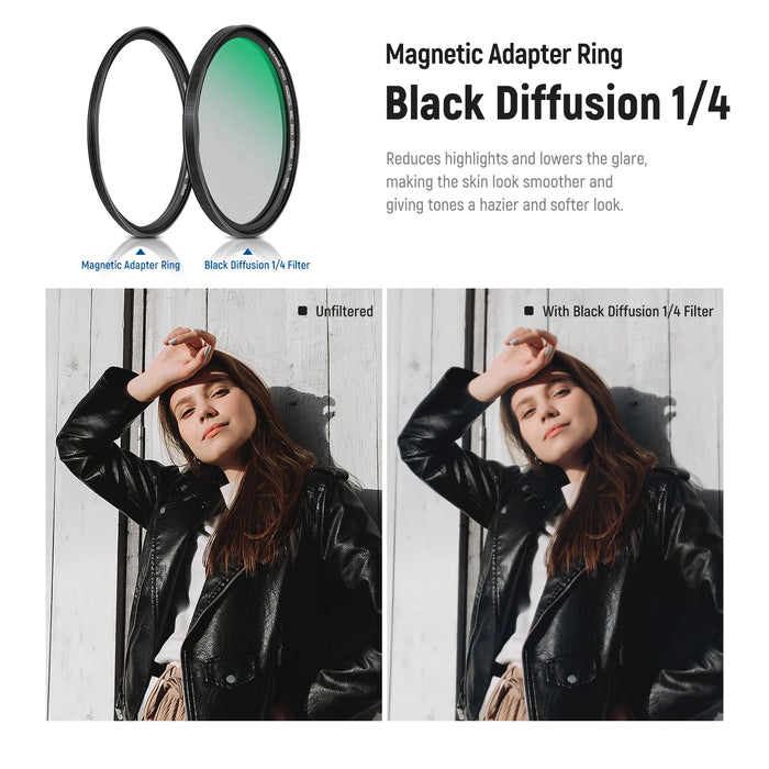 5 In 1 Magnetic Nd Lens Filter Set Black Diffusion Soft Gnd8/Nd8/Nd64 Magnetic Adapter Ring Hd Optical Glass