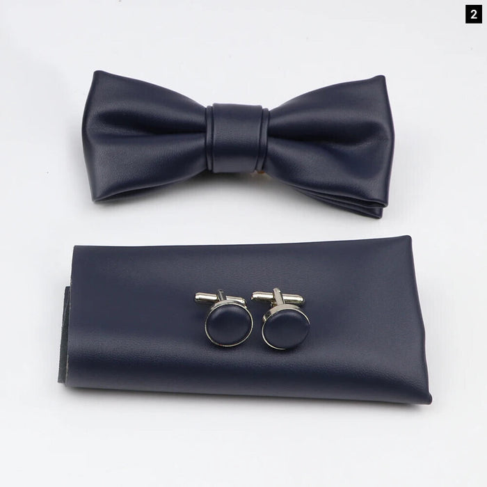 Tie Pocket Square Cufflink And Bowtie Set For Men For Business Weddings And Gifts