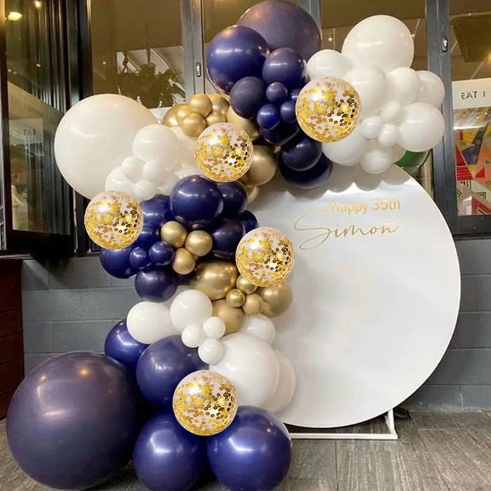 131Pcs Navy Blue Gold White Arch Balloon Set Graduation Season Balloon Party Wedding Boy Birthday Ocean Theme Party Decoration