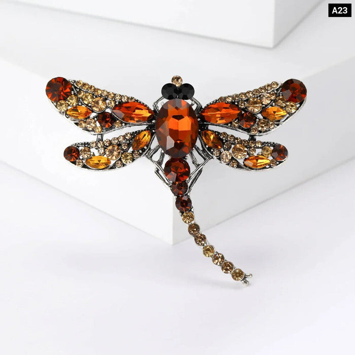 7 Colour Dragonflies Rhinestone Brooch For Women Luxury Accessory