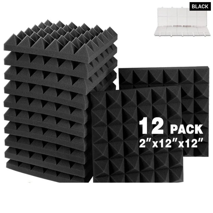 Soundproofing Foam Panels 12 Pcs Sound Treatment For Music Studio Wall Soundproof Sponge Pad Pyramid Acustic Home Decoration