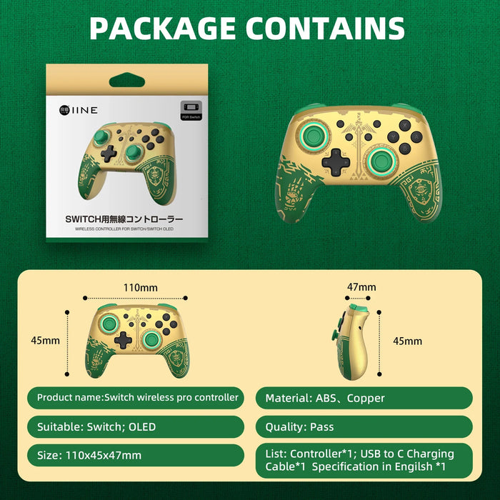 Golden Joypad Wireless Controller Wake Up Auto Fire Function Compatible Nintendo Switch/Lite/Oled