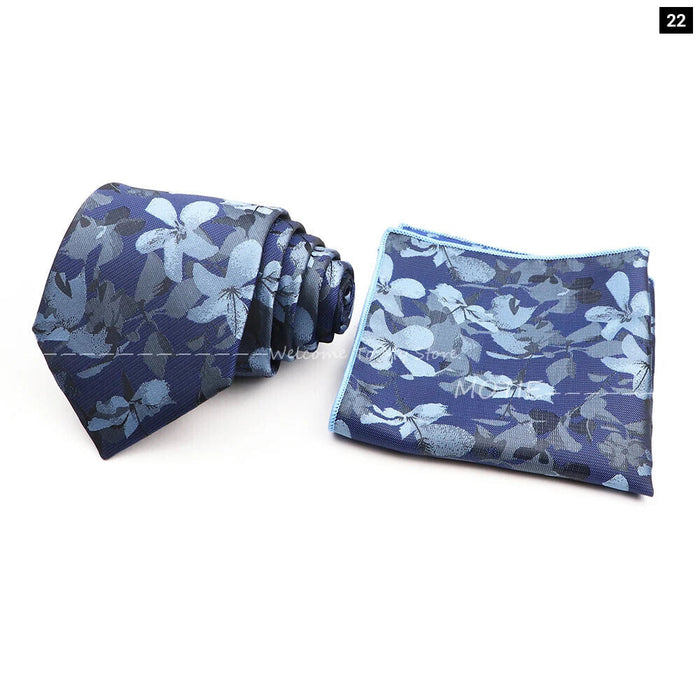 Floral Pocket Square Tie Set For Weddings Parties And Daily Wear