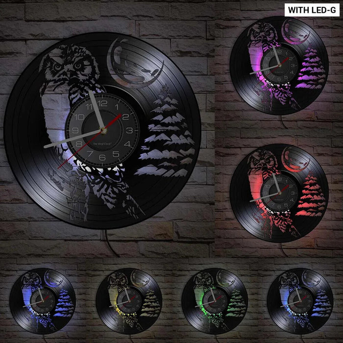 Vinyl Record Owl Wall Clock