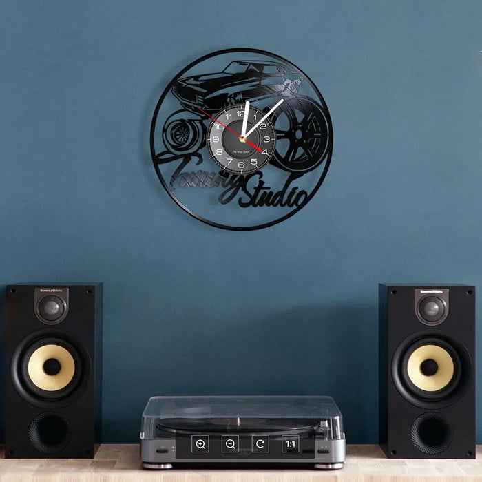 Retro Vinyl Record Wall Clock For Car Enthusiasts