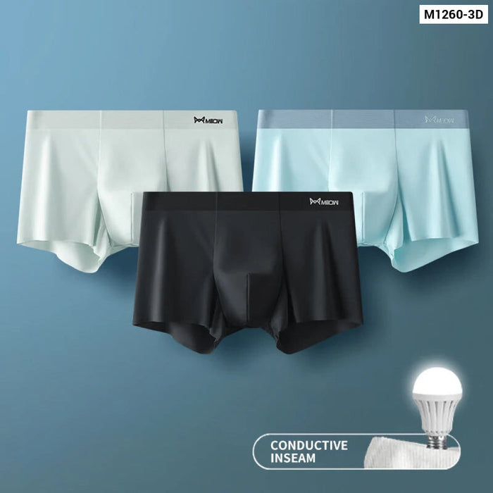 3 Piece Antibacterial Ice Silk Mens Boxer Briefs