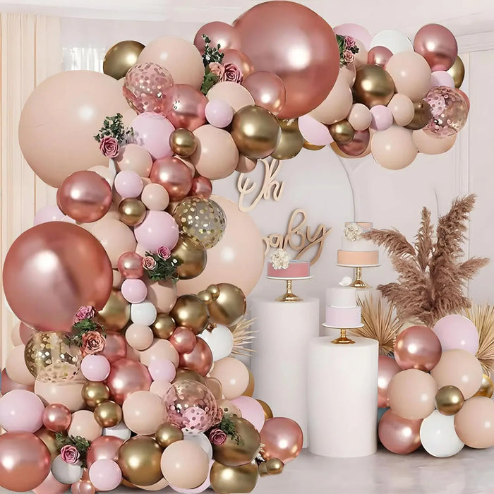 Dark Blue Gold White Metallic Rose Gold Pink Balloon Arch Set For Birthday Party Baby Shower Wedding Graduation Prom Decoration
