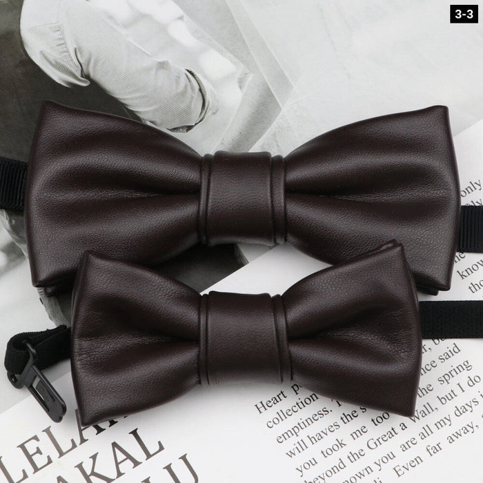 Leather Butterfly Bow Tie Set For Parties Weddings And Business Male And Female 40+ Colours