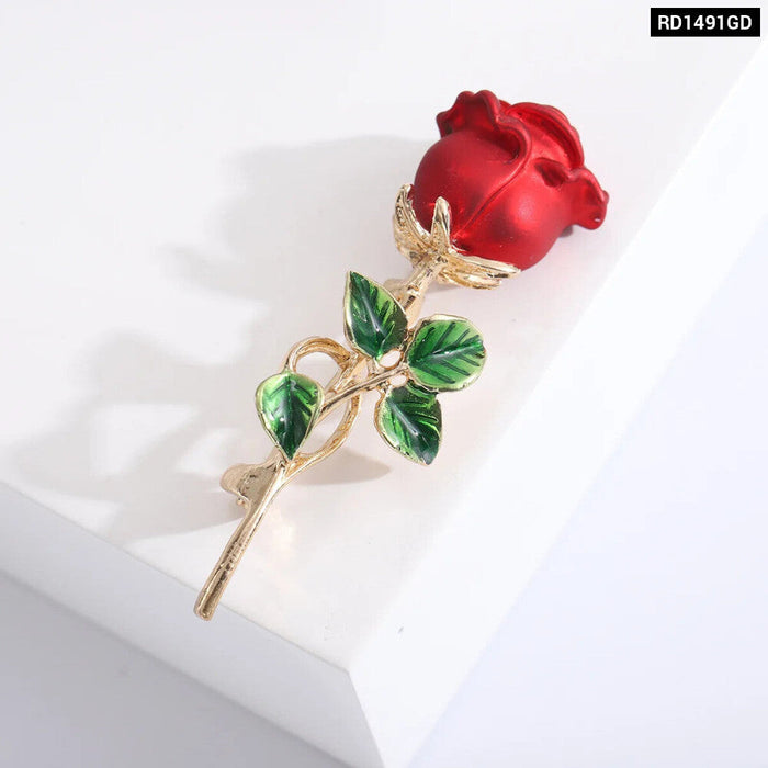 Red Rose Enamel Pin For Women Luxury