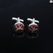 Classic Red Blue Cufflinks Wedding Groom Gift