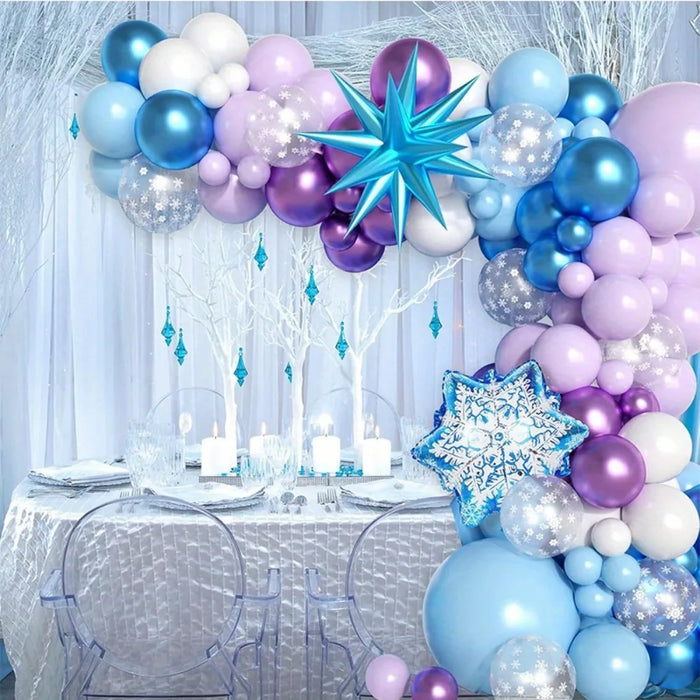 136Pcs Snowflake Balloon Arch Set Perfect For Winter Wonderland Themed Parties Ideal For Wedding Birthdayanniversary Celebrations