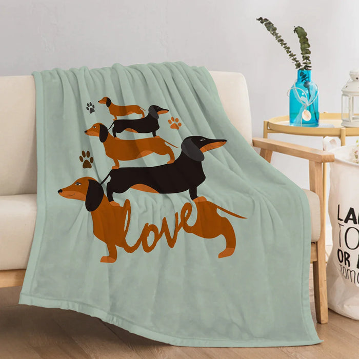 Dachshund Throw Blanket Soft Plush Fleece For Sofa Couch And Bed