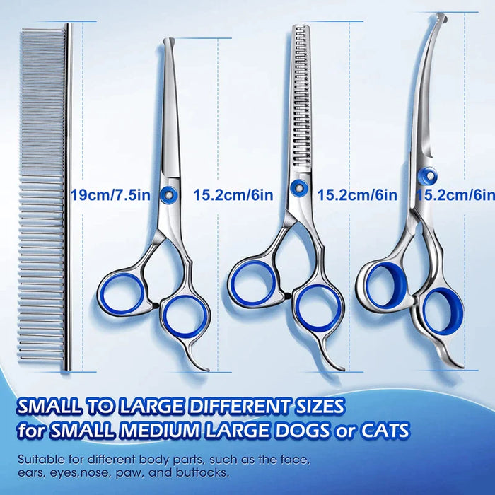 Dog Grooming Scissors Kit Round Tip Stainless Steel Shears Comb Set