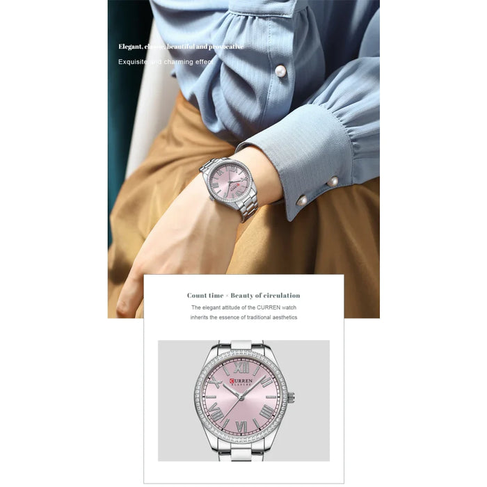 Stainless Steel Charming Thin Quartz Rose Watches For Women