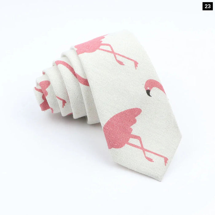 Floral Animal Print Linen Tie For Weddings And Parties