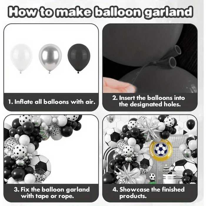 131Pcs Football Balloon Arch Balloon Arch Wreath Football Printed Balloon Birthday Sports Football Fan Themed Party Decoration