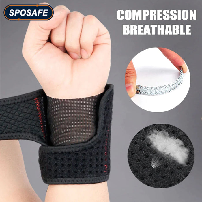 1 Pc Sports Adjustable Breathable Wrist Brace With Spring Support For Basketball Gym Training