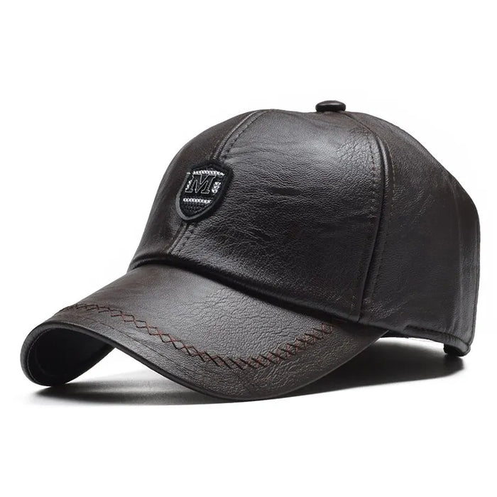 Adjustable Pu Leather Baseball Cap / Hat For Outdoor Wear