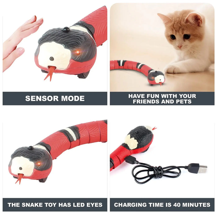 Interactive Smart Cat Toy With Usb Rechargeable Snake Teaser