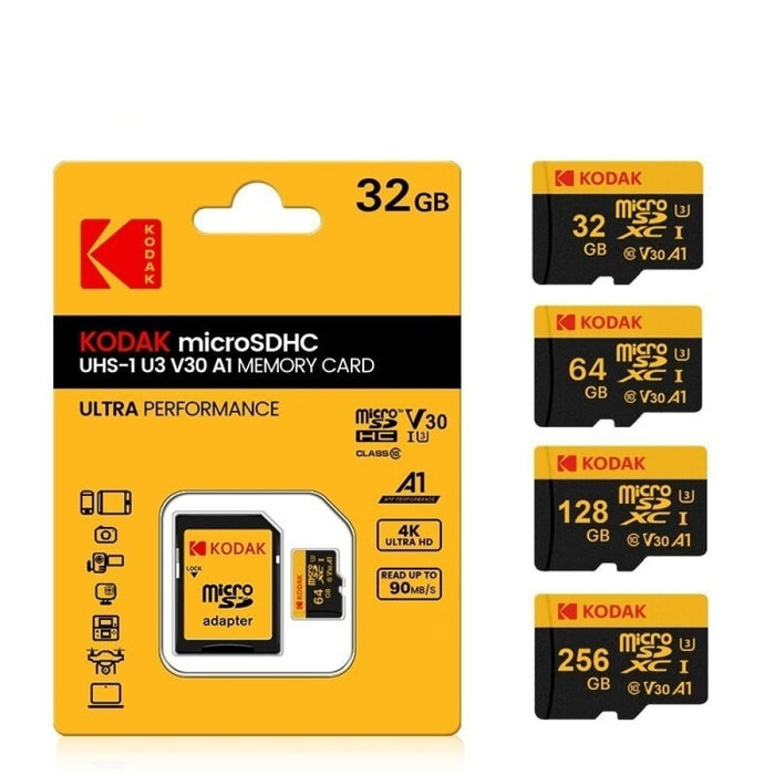 Kodak Micro SD Card Memory Card Class 10 32GB 64GB 128GB 256GB U3 4K High Speed Cartao De Memoria Flash Memory TF Mecard C10