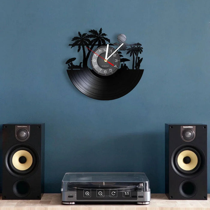 Beach Scenery Vinyl Record Clock