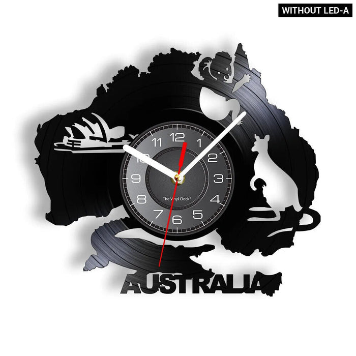 Kangaroo Vinyl Record Clock Australia Map Decor