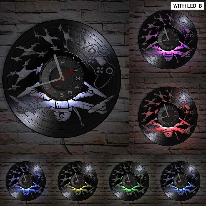 Uav Drone Pilot Vinyl Lp Wall Clock