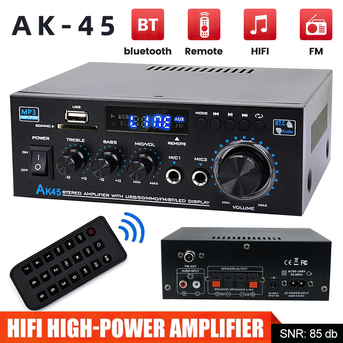 Bluetooth Stereo Power Amp 2.0 Ch 40wx2 Usb