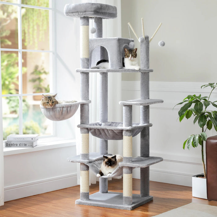 7 Level Indoor Cat Tower Scratching Post Condo H175Cm