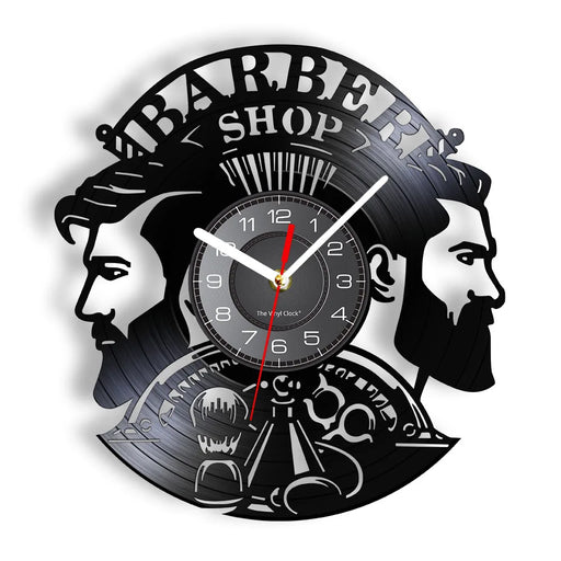 Vinyl Record Clock For Barbershop And Hairdresser Decor